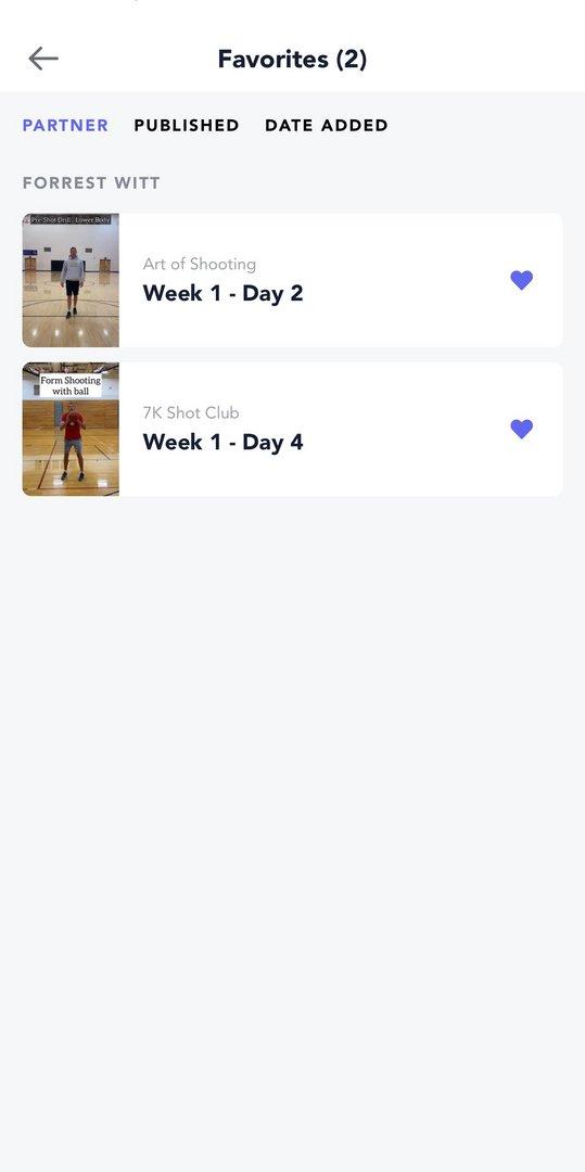 Favorites in the app