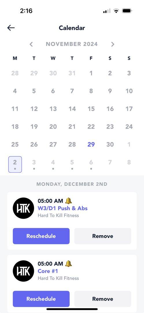 Reminders in the app