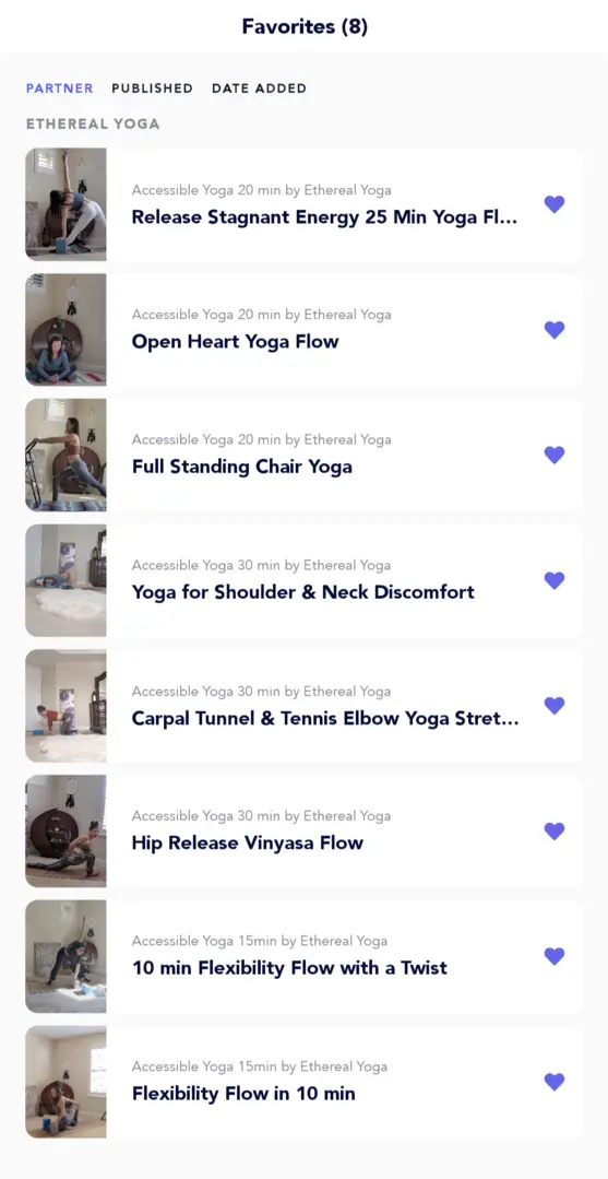 Favorites in the app