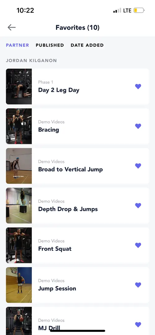 Favorites in the app