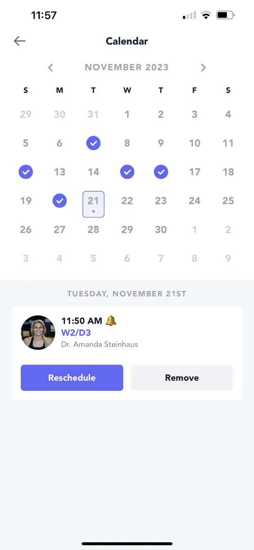 Reminders in the app