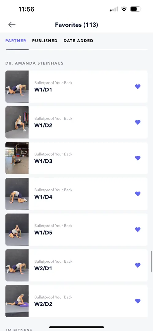 Favorites in the app
