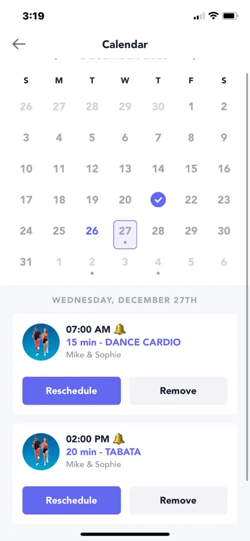 Reminders in the app