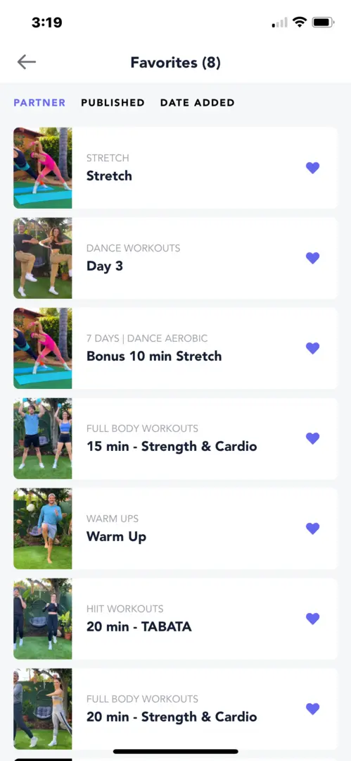 Favorites in the app