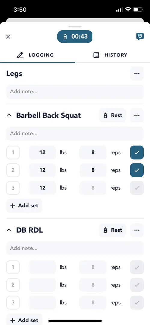 Notes & Logging in the app