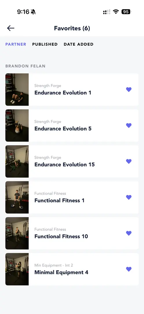 Favorites in the app