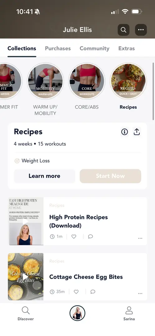Nutrition in the app