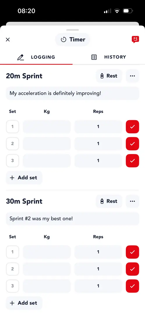 Notes & Logging in the app