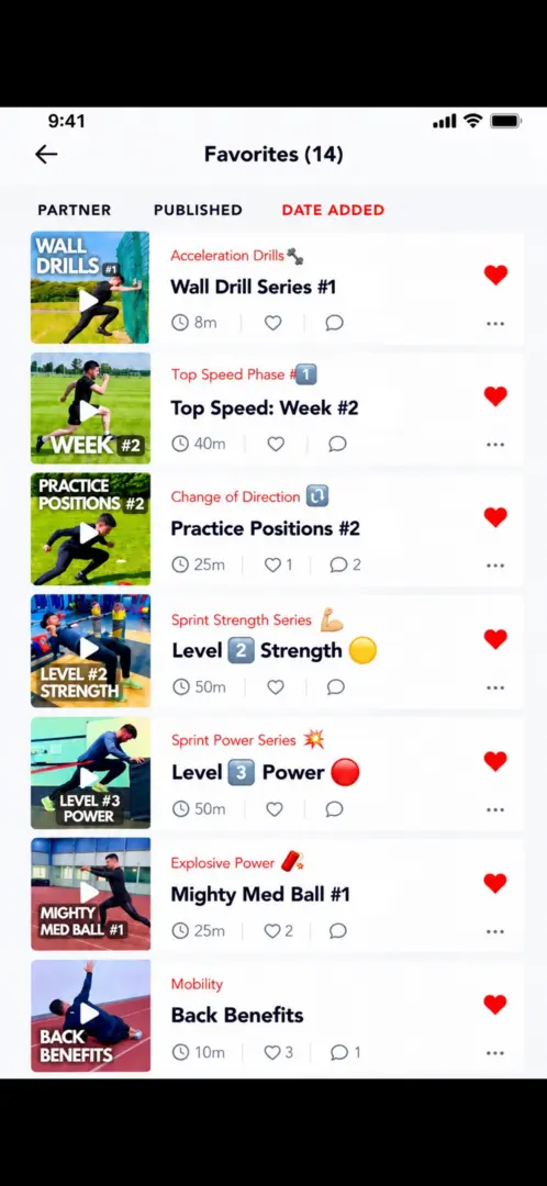 Favorites in the app
