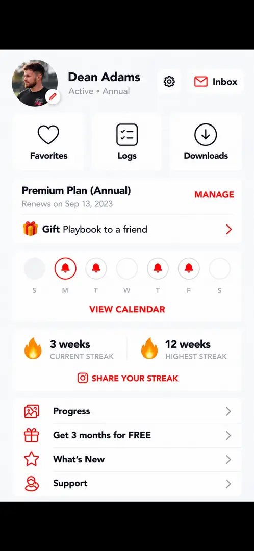 Streaks in the app