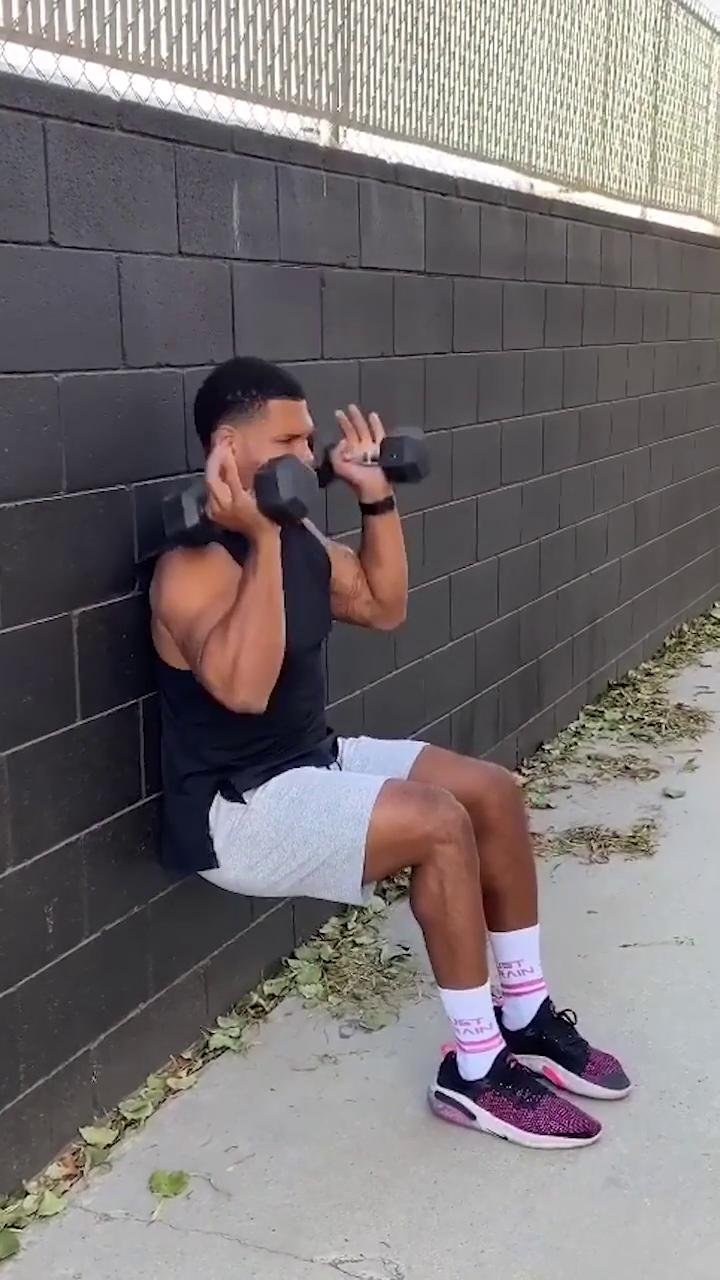 Lower body + biceps: Dumbbells