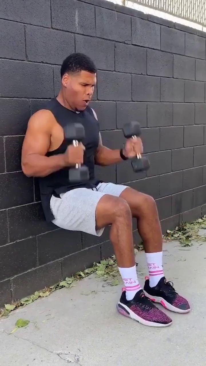 Lower body + biceps: Dumbbells