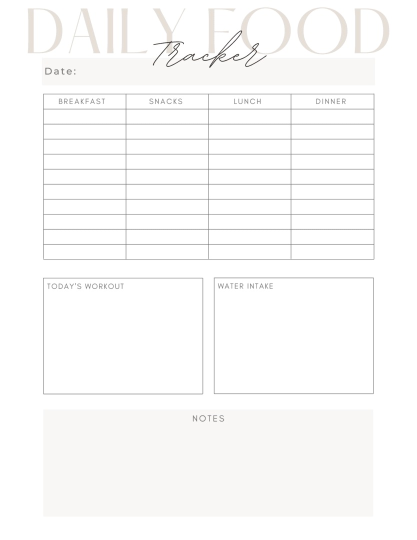 Daily Food Journal