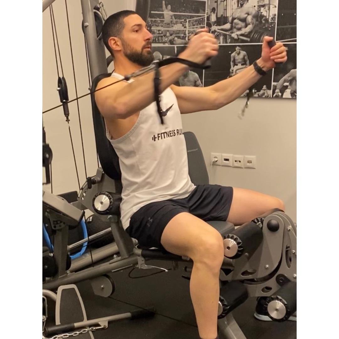 - Chest - Rear Delts - Biceps - Abs