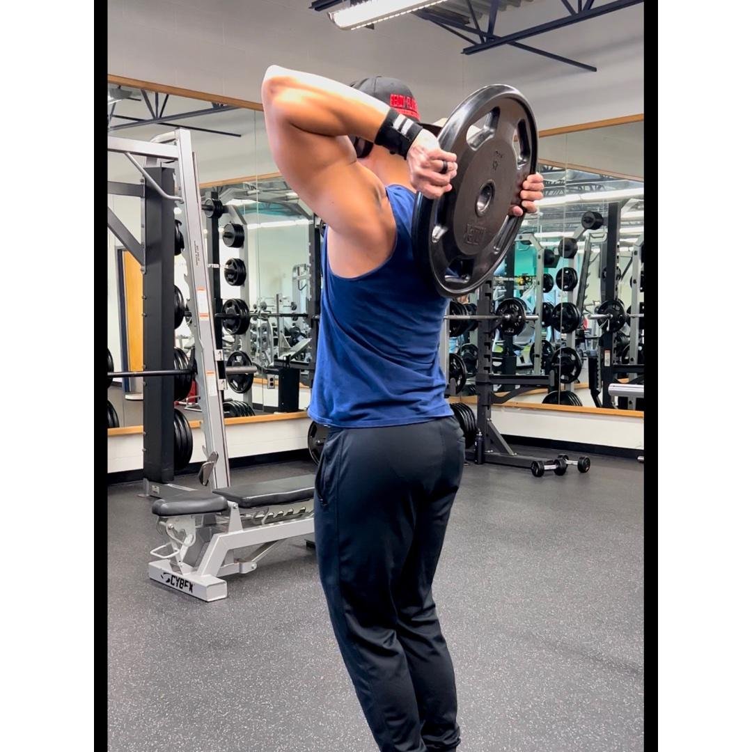 Overhead tricep extension (plate)