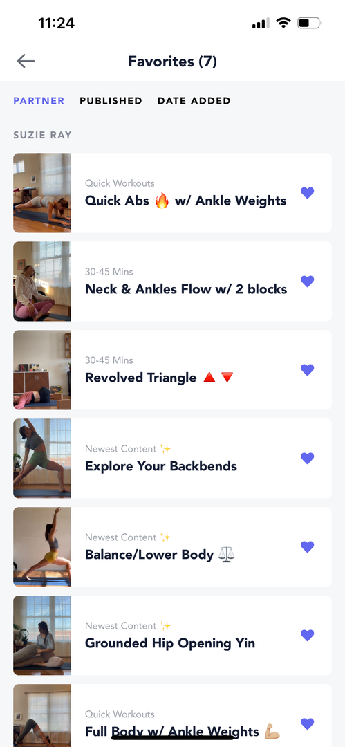 Favorites in the app