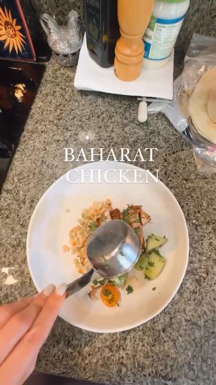 Baharat Chicken and Couscous w/ Tomato-Cucumber Salad