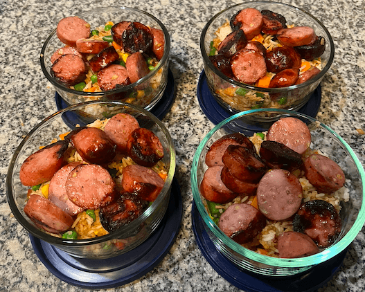 Chicken Sausage and Veggies over Basmati Rice