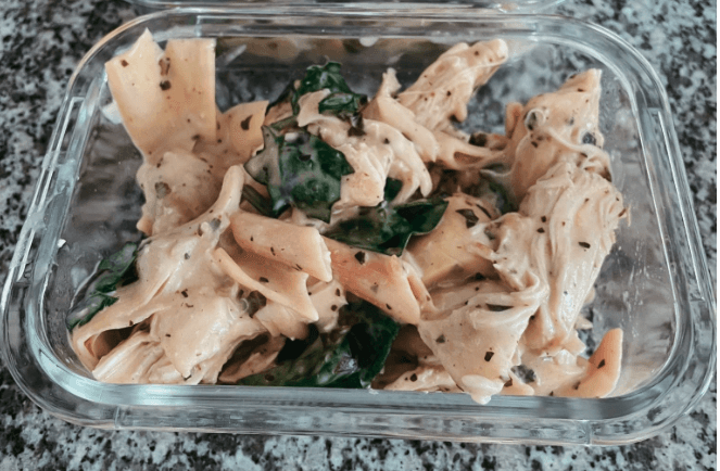 Artichoke, spinach chicken Alfredo