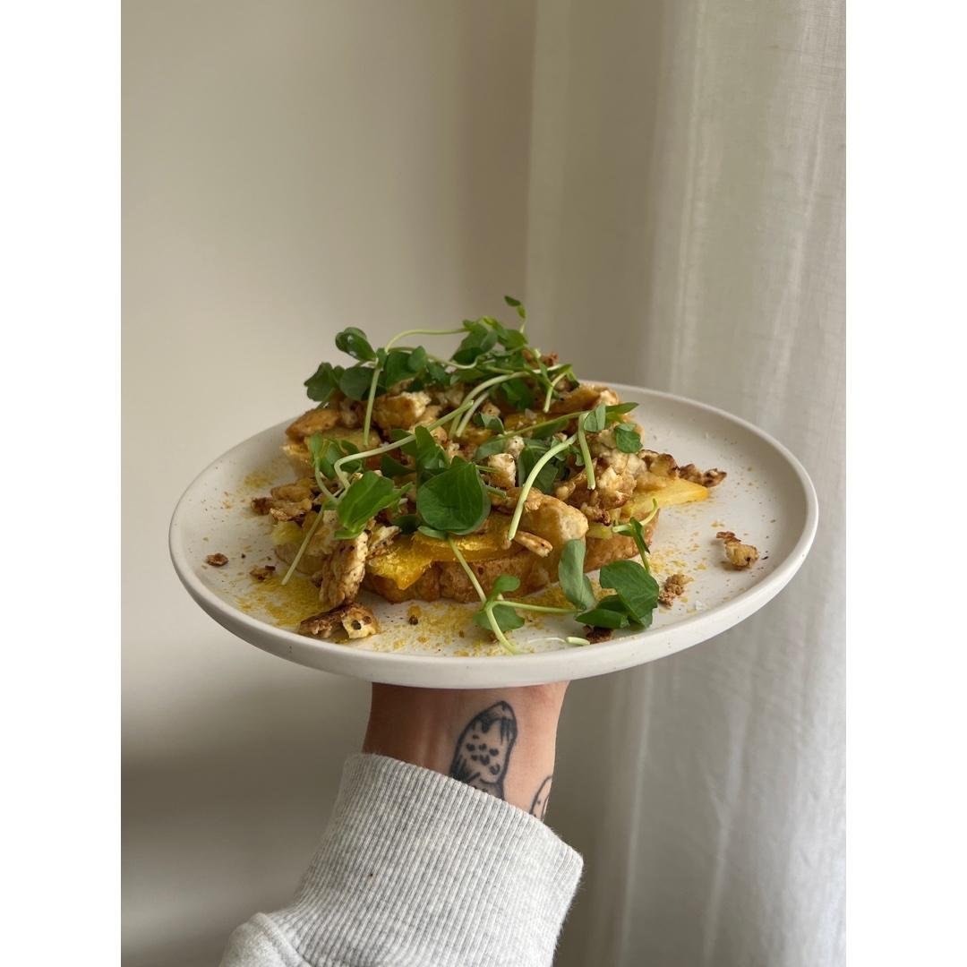 Heirloom tomato breakfast toast