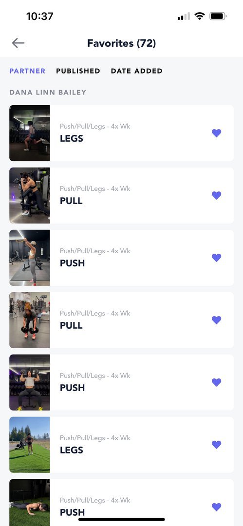 Favorites in the app