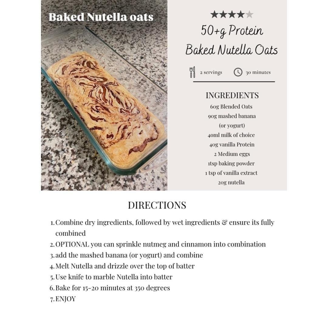 50+g Protein
Baked Nutella Oats