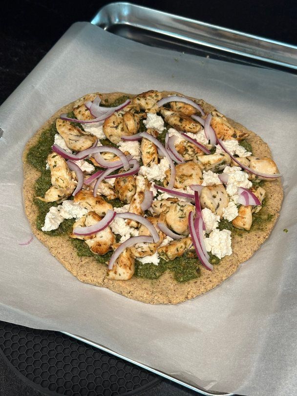 Dairy Free Paleo Chicken Pesto Pizza