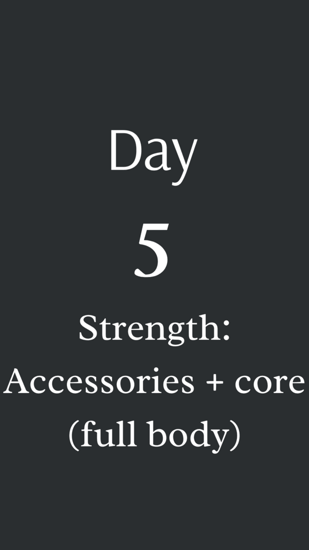 Day 5: Strength: Accessories + core (full body)