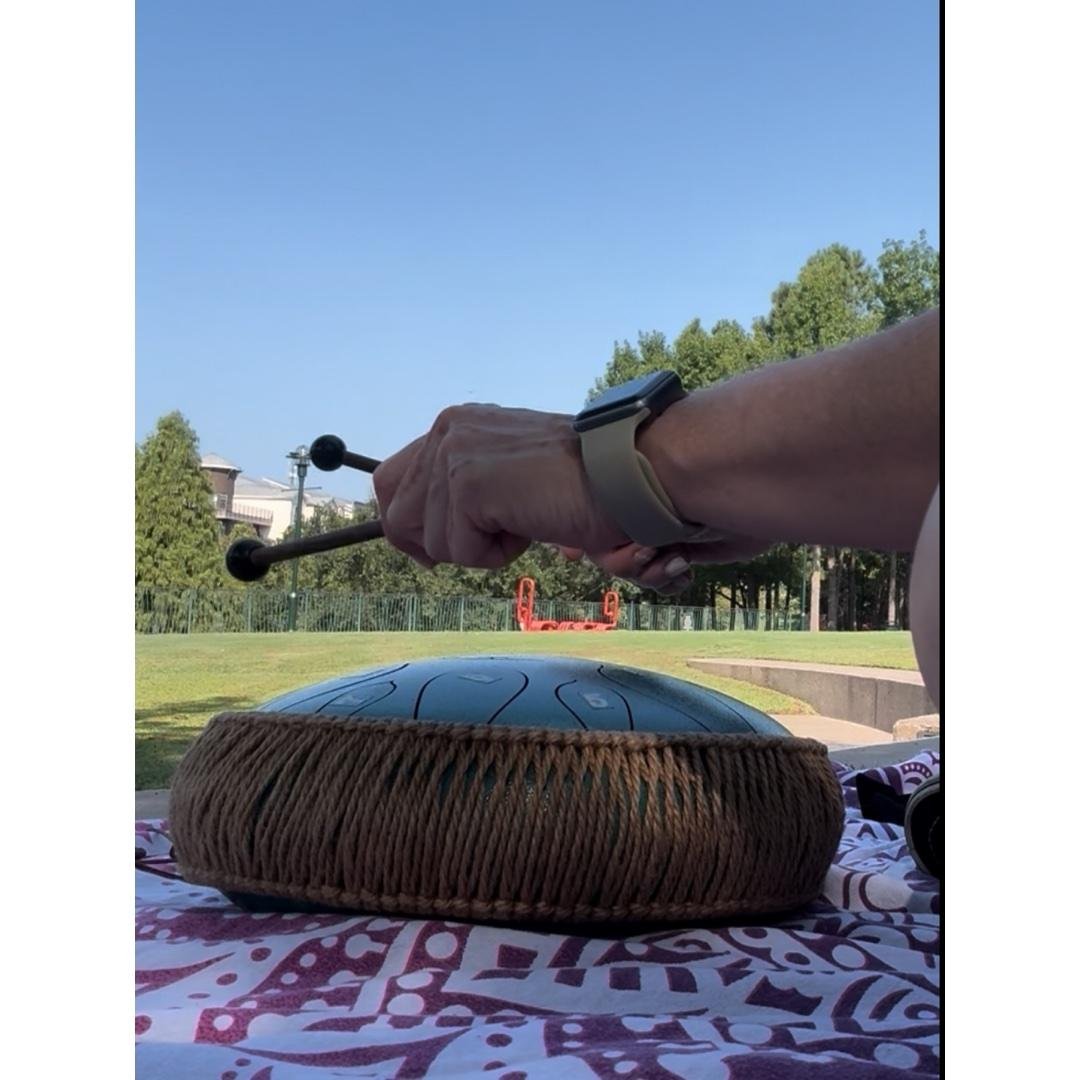 Steel tongue drum to help relax and get centered