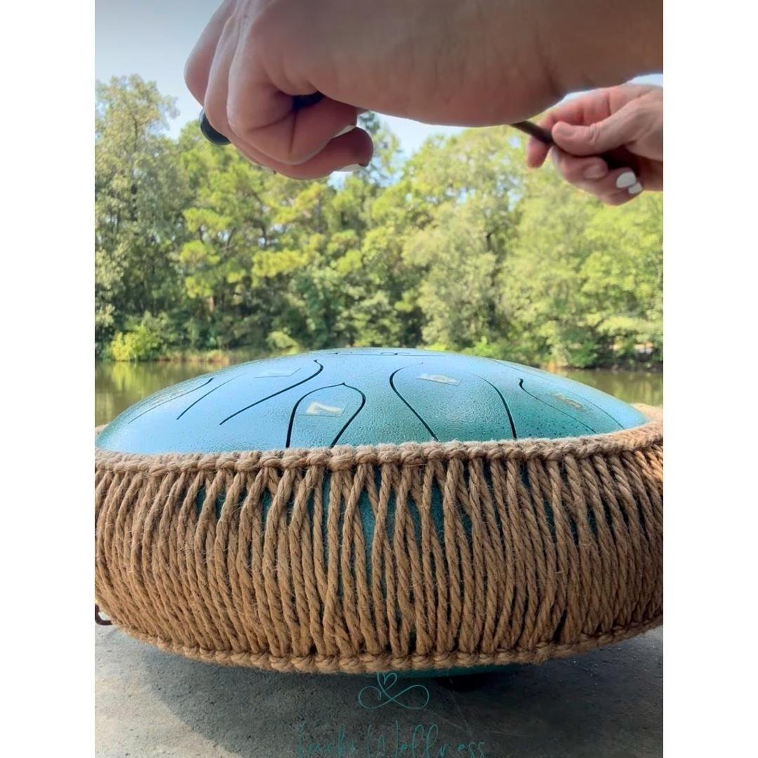 Relaxing steel tongue drum with natural waterfall sounds.