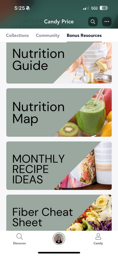 Nutrition in the app