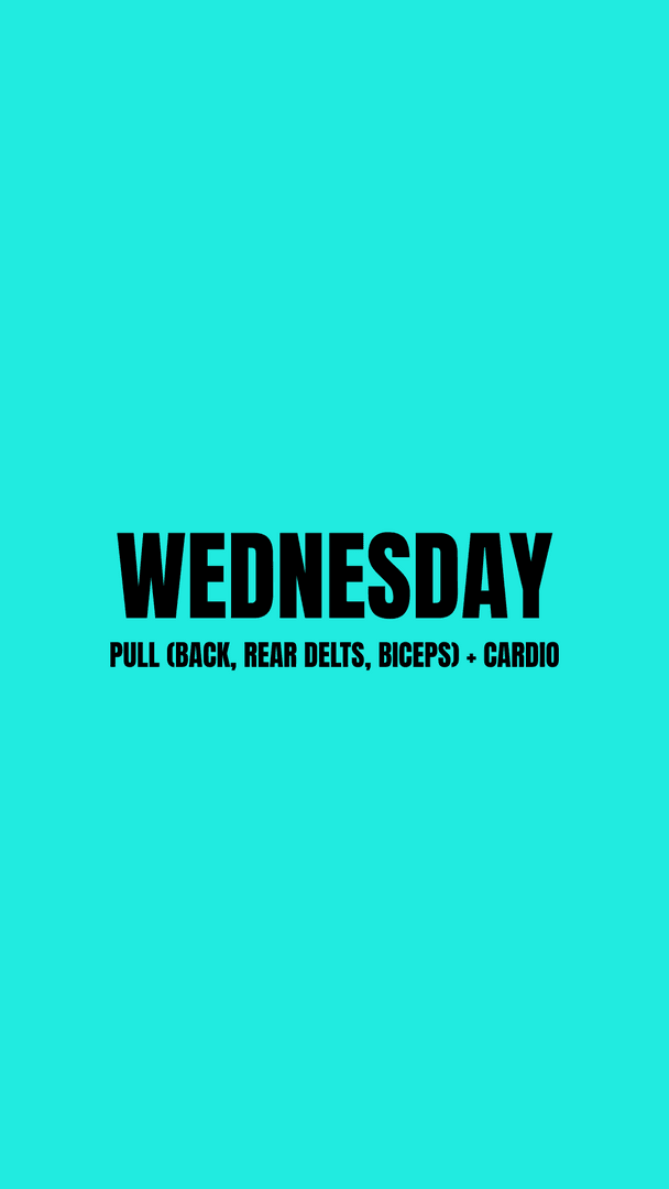 WEDNESDAY - Pull (Back, Rear Delts, Biceps) + CARDIO
