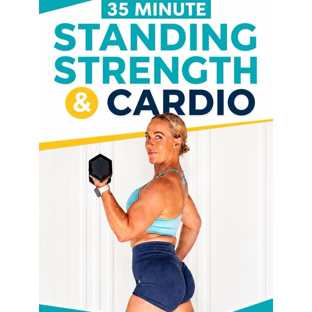 35 Min Standing Strength & Cardio | Music Free | Timers