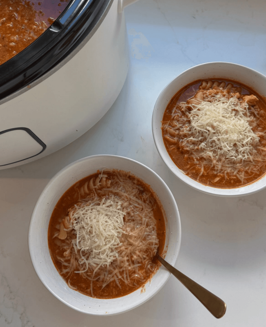 Crockpot Creamy Chicken Parmesan Soup