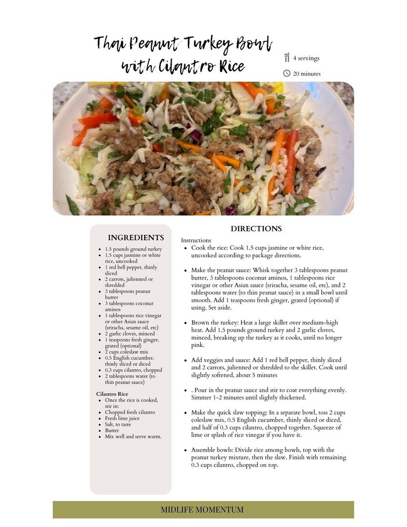Thai Peanut Turkey Bowl with Cilantro Rice 